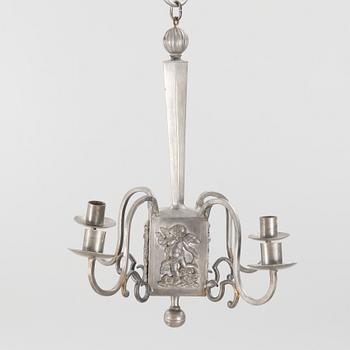 A Swedish Grace pewter chandelier, Sweden, 1920's.