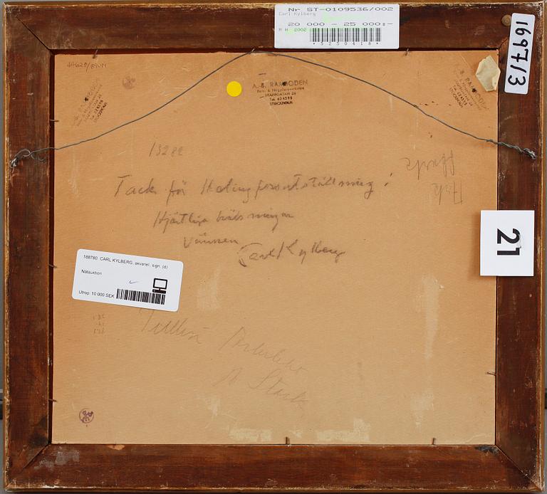 CARL KYLBERG, akvarell, sign.