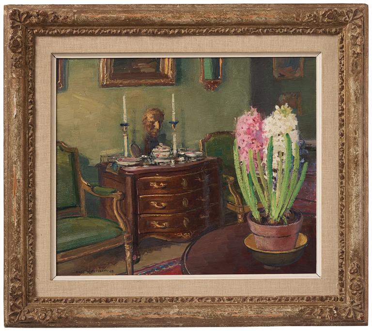 Olle Hjortzberg, Interior med hyacinths.
