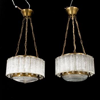 A pair of 1970´s brass ceiling lights. Hieght ca 23 cm.