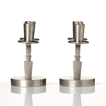 Nils Fougstedt, a pair of pewter candelabra model "1046", Firma Svenskt Tenn, Stockholm 1929.