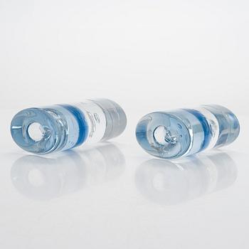 Timo Sarpaneva, lasiveistoksia, kynttilänjalkoja, 4 kpl, "Arktia", signeerattu Timo Sarpaneva Iittala 1990.