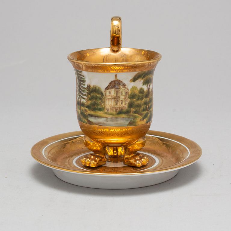 A KPM porcelain cup with saucer from the first half of the 19th century, Königliche Porzellan-Manufaktur, Berlin.