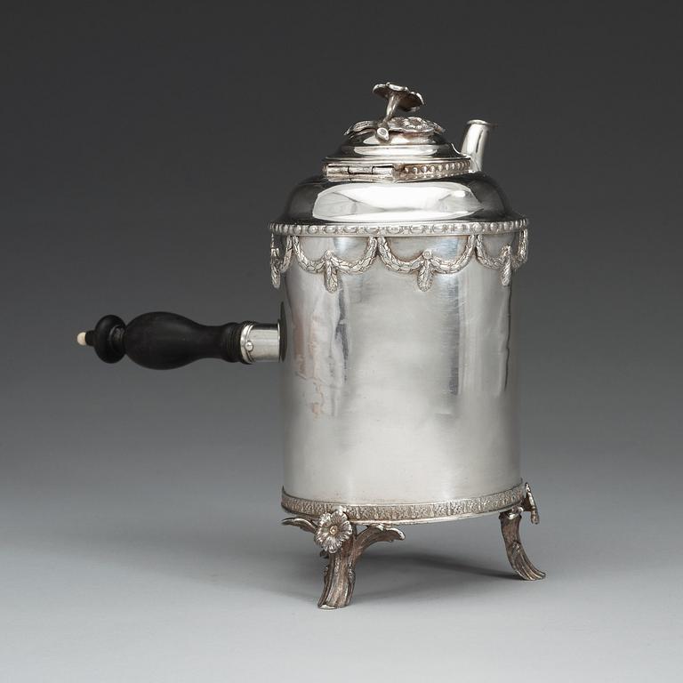 A Swedish 18th centuryparcel-gilt coffee-pot, marks of Gustaf Elfström, Sala 1783.