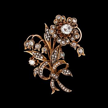 1030. A rose cut diamond brooch, tot. app. 1.20 ct.