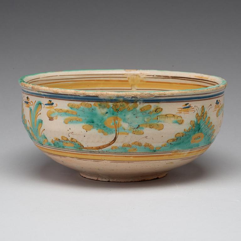 An Italian or Spanish faiance bowl, 18th Century.