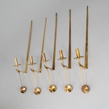 PIERRE FORSSELL, Four brass wall lights, Skultuna.