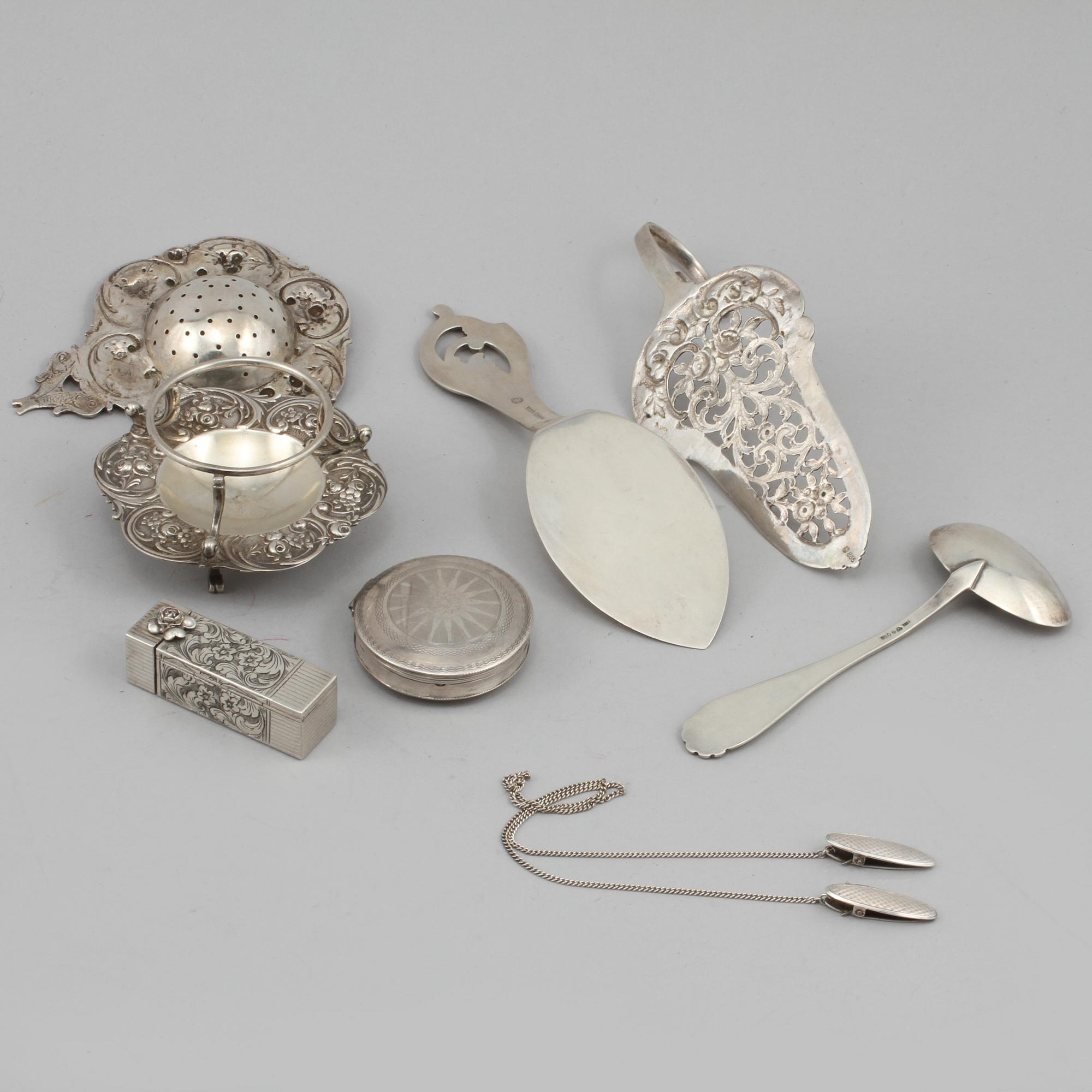 PARTI SILVER, 7 delar, 1900-talets första hälft, vikt 265 gram.