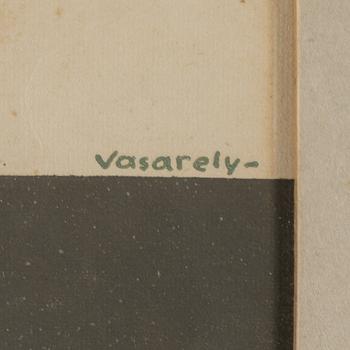 VICTOR VASARELY, pochoir, 1952, stamped signature.