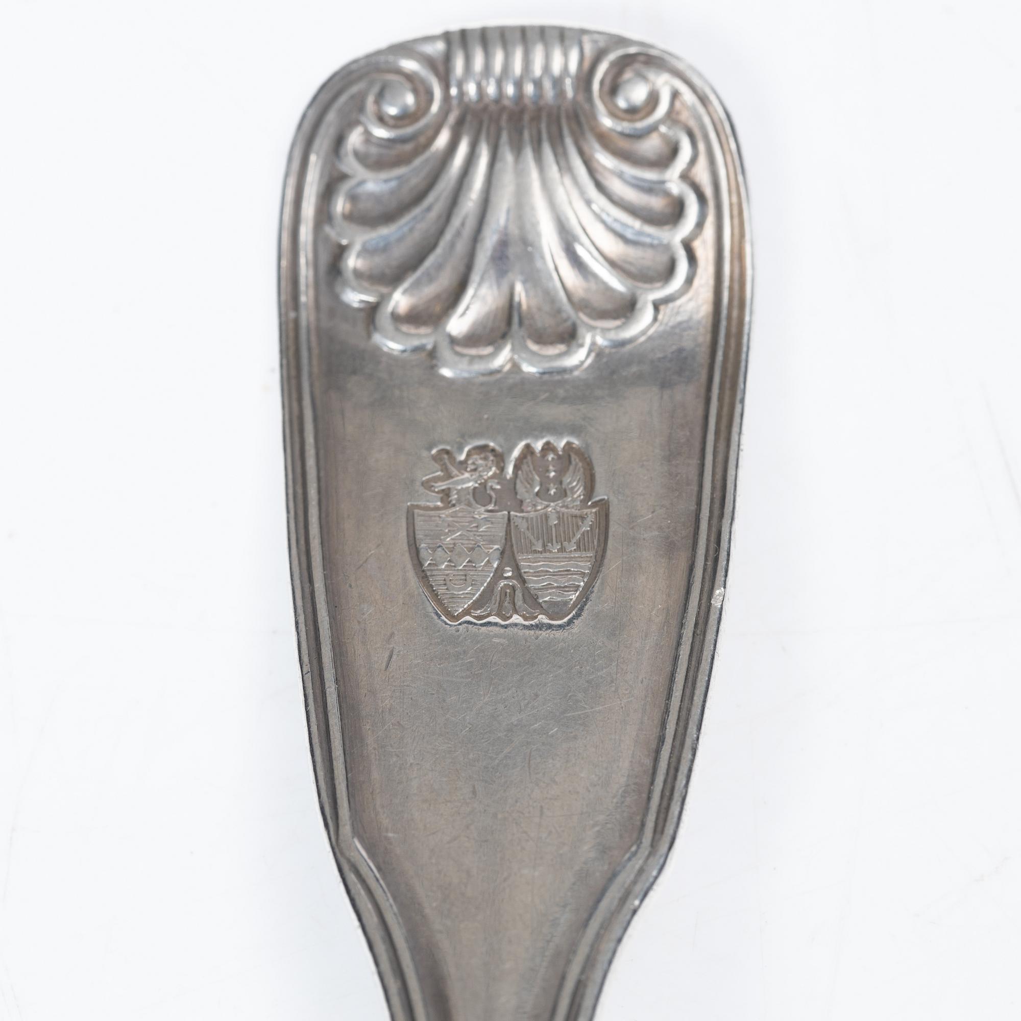 Möllenborg-Feron, bordsskedar, 10 st, silver, Stockholm 1860.