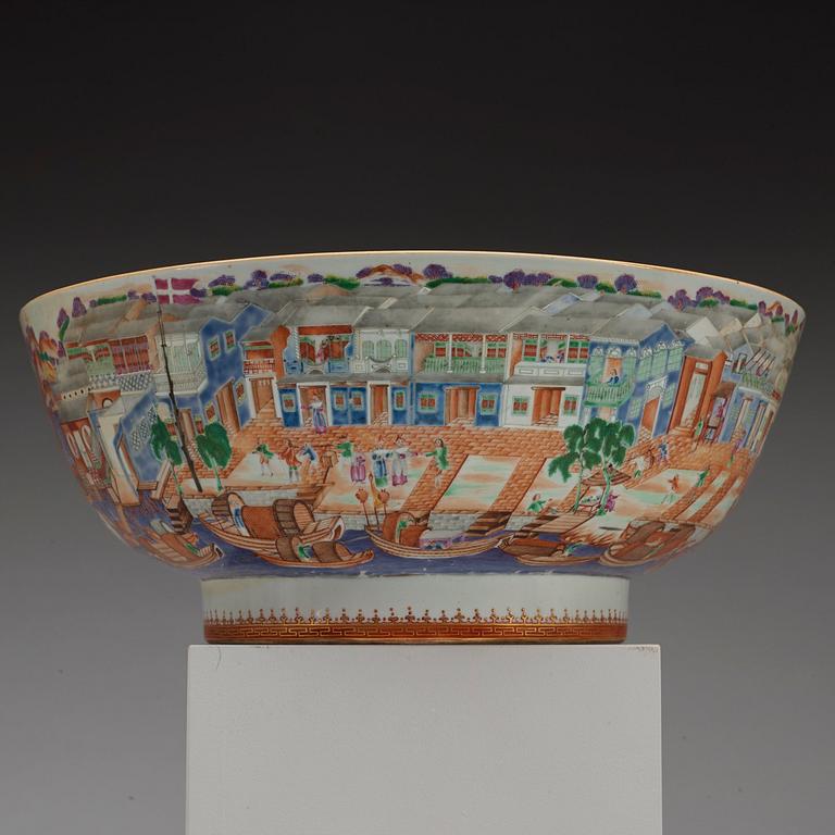 A massive Chinese Export 'Hong' punch bowl, Qing dynasty, Qianlong (1736-95).