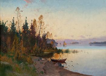 417. Carl Brandt, SOLNEDGÅNG ÖVER SJÖN.