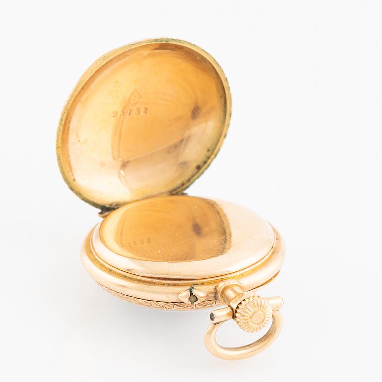 Mormorsur, med emalj och rosenslipade diamanter, 27 mm.