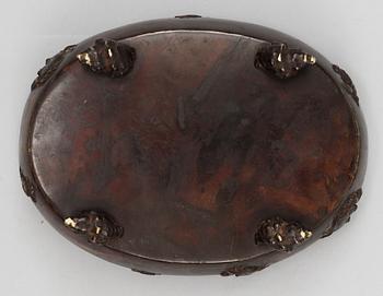 NARCISSKÅL/RÖKELSEKAR, brunpat brons. Sen Qing (1644-1912).
