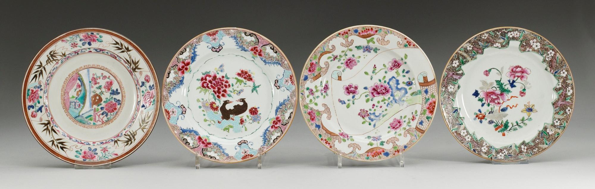 TALLRIKAR, 4 st, porslin. Qing dynastin. Qianlong (1736-95).