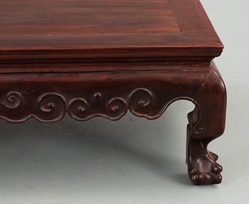 A hardwood 'claw on ball' low table, Qing dynasty.
