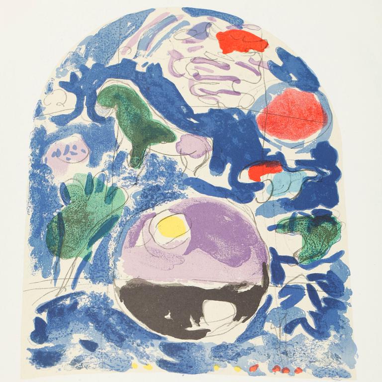 BOK, MARC CHAGALL, "VITRAUX POUR JÉRUSALEM" med 2 färglitografier, Utgiven av Andre Sauret, Monaco 1962.