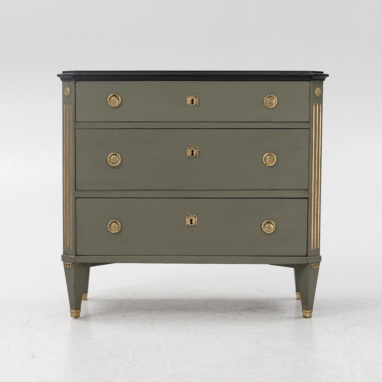 A Gustavian style chest of drawers, late 19th century.