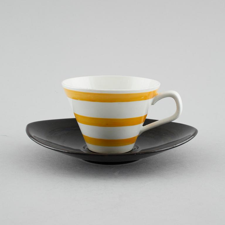 Ten teacups with saucers, porcelian, "Siam", maybe by Marianne Westman, Rörstrand, mid 20th century.