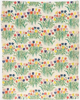 Josef Frank, gardiner, ett par, samt gardinkappor, 3 st, "Tulpan", Svenskt Tenn.
