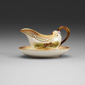 A Royal Copenhagen 'Fauna Danica' sauceboat, Denmark, 20th Century.