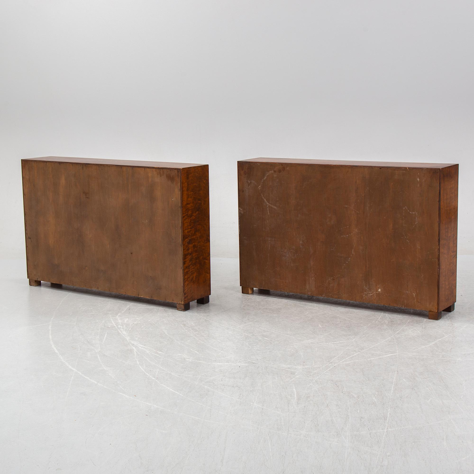 A pair of stained birch book cases, Sweden, 1930s.