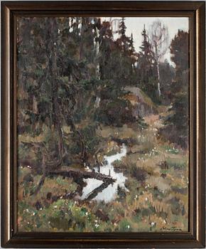 STINA TIRÉN, olja på pannå, sign.