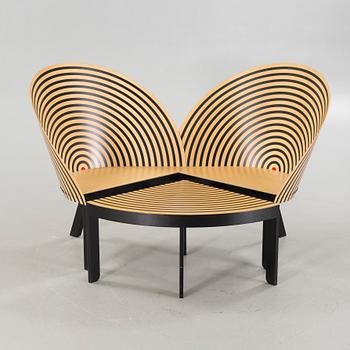 A bench and a table called "Bench for two" / 2600 & 2601, designed approx 1989 by Nanna Ditzel, by Frederica Stolefabrik.
