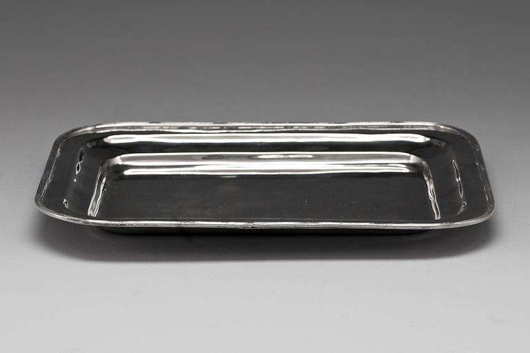 STEKHUV med BRICKA, vitmetall, 1900-talets första hälft.