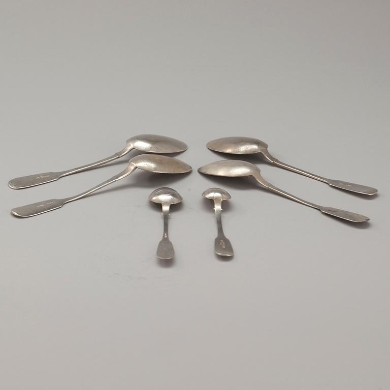 SKEDAR, 4+6, silver, snarlika, bl a Gratschev (Грачевь) Ryssland 1852-1888. Tot. vikt ca 271 g.