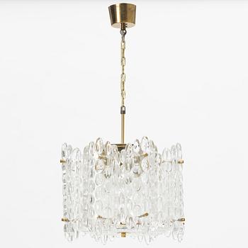 Carl Fagerlund,  a glass and brass ceiling lamp, Orrefors, Sweden, second half of the 20th century.