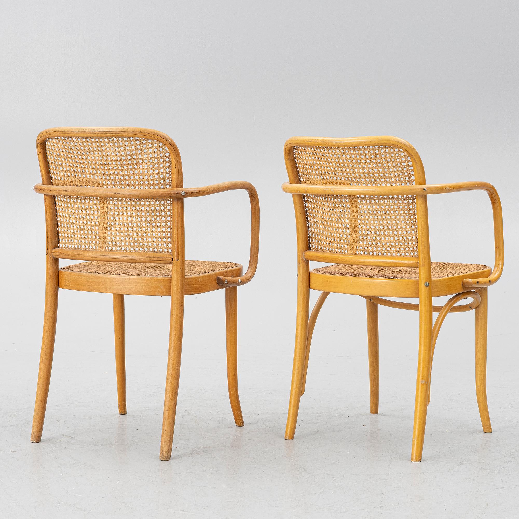 A matched pair of armchairs from Thonet, circa 1900 and late 20th Century.