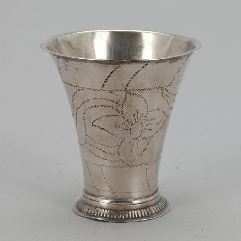 BÄGARE, silver, Finland, Tavastehus 1782, Petter Törnqvist. Vikt 52 g.