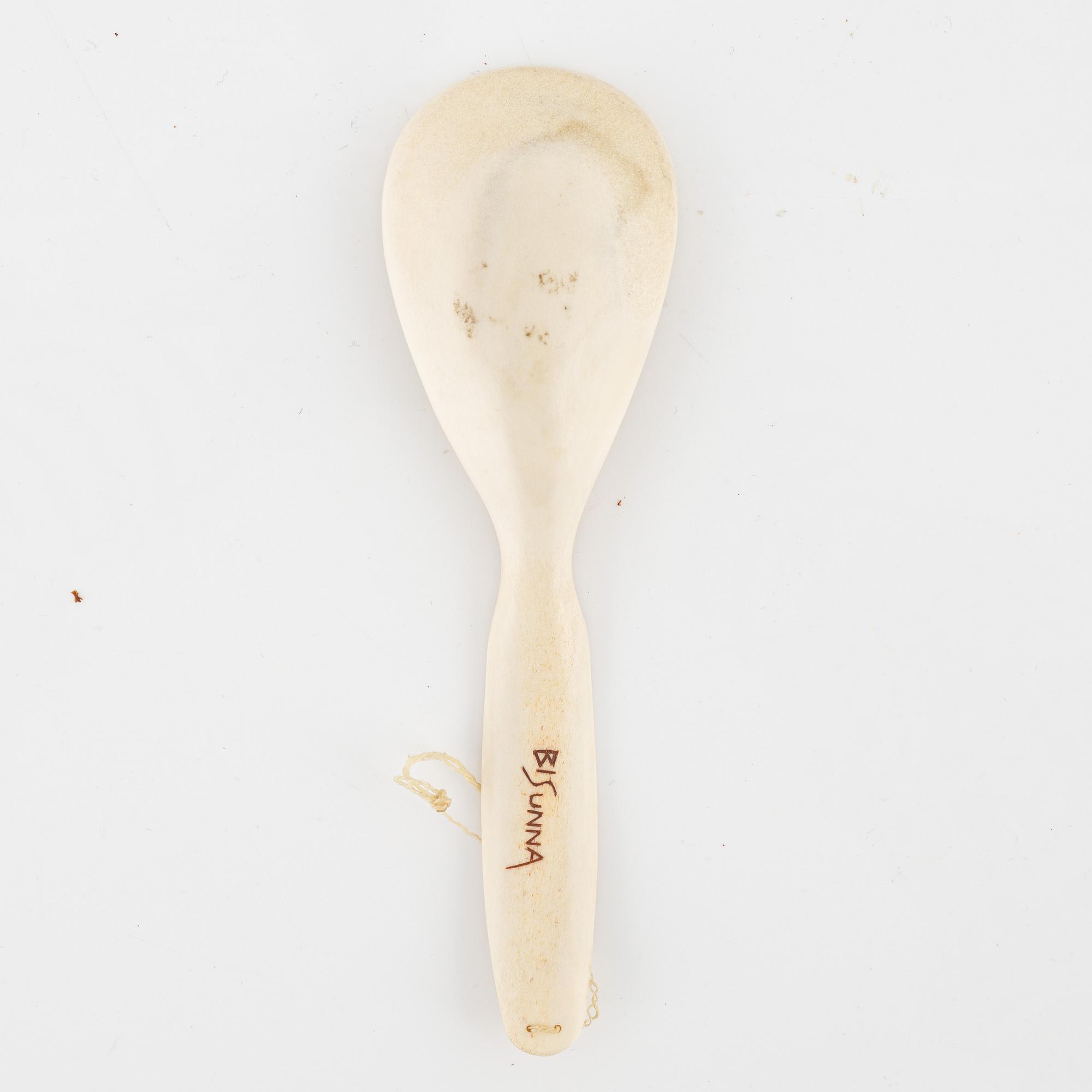 Knife, kuksa, and spoon, signed by, among others, Nikolaus Fankki.