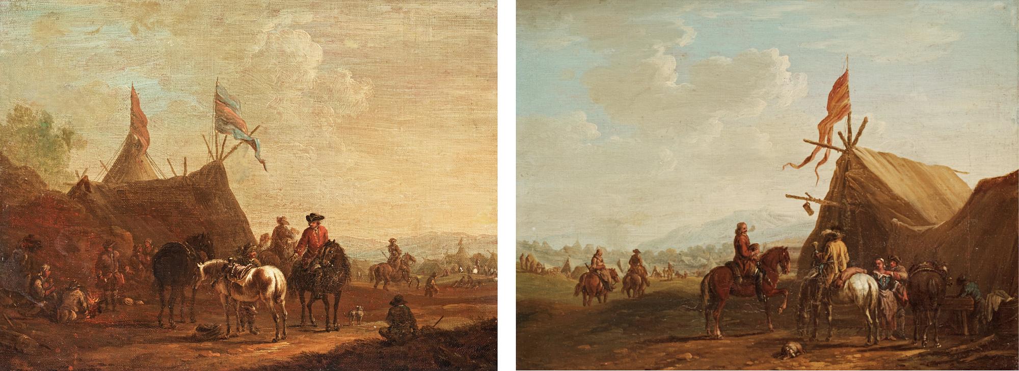 Robert van den Hoecke Tillskrivna, Fältläger med figurer och hästar.