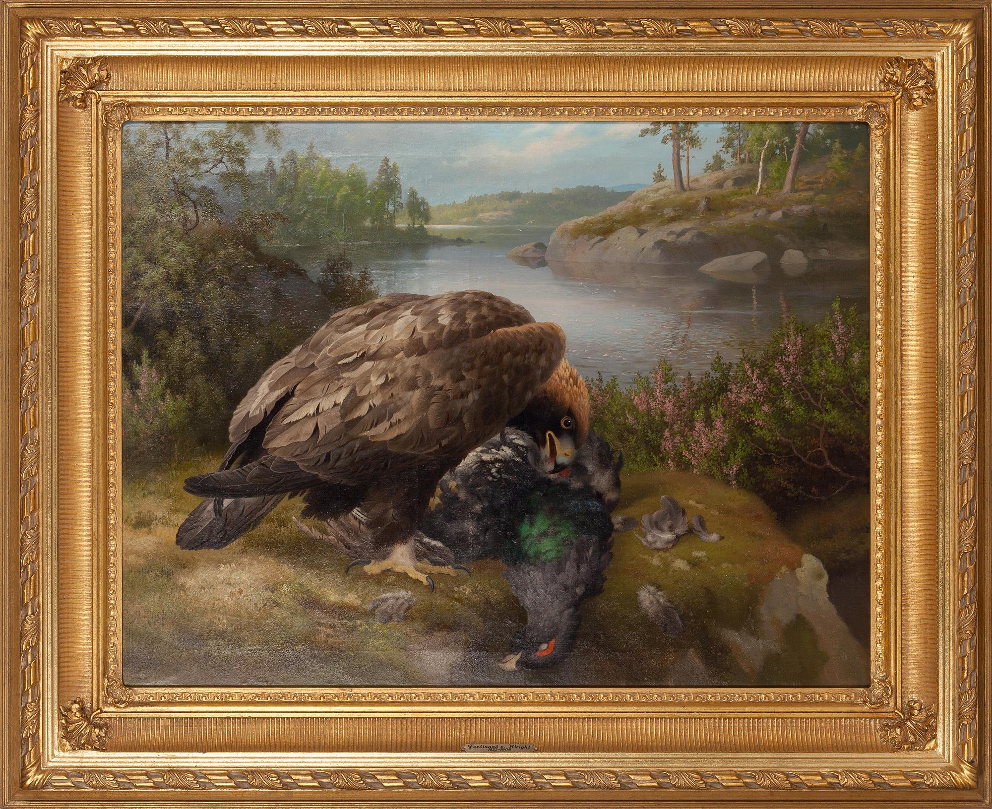 Ferdinand von Wright, Kotka saaliin kanssa.