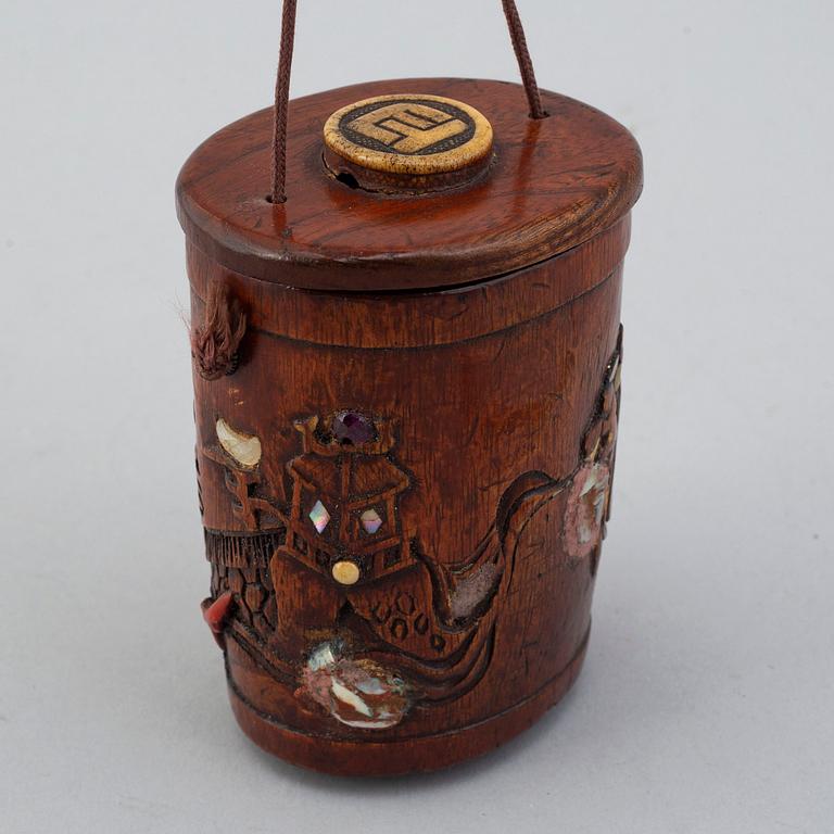 A group of chinese pipes and boxes, China, 20th Century.