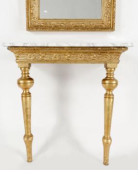 SPEGEL MED KONSOLBORD, nyrenässans, sent 1800-tal.