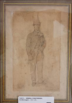 OKÄNDA KONSTNÄRER, teckningar, 2+1 st.