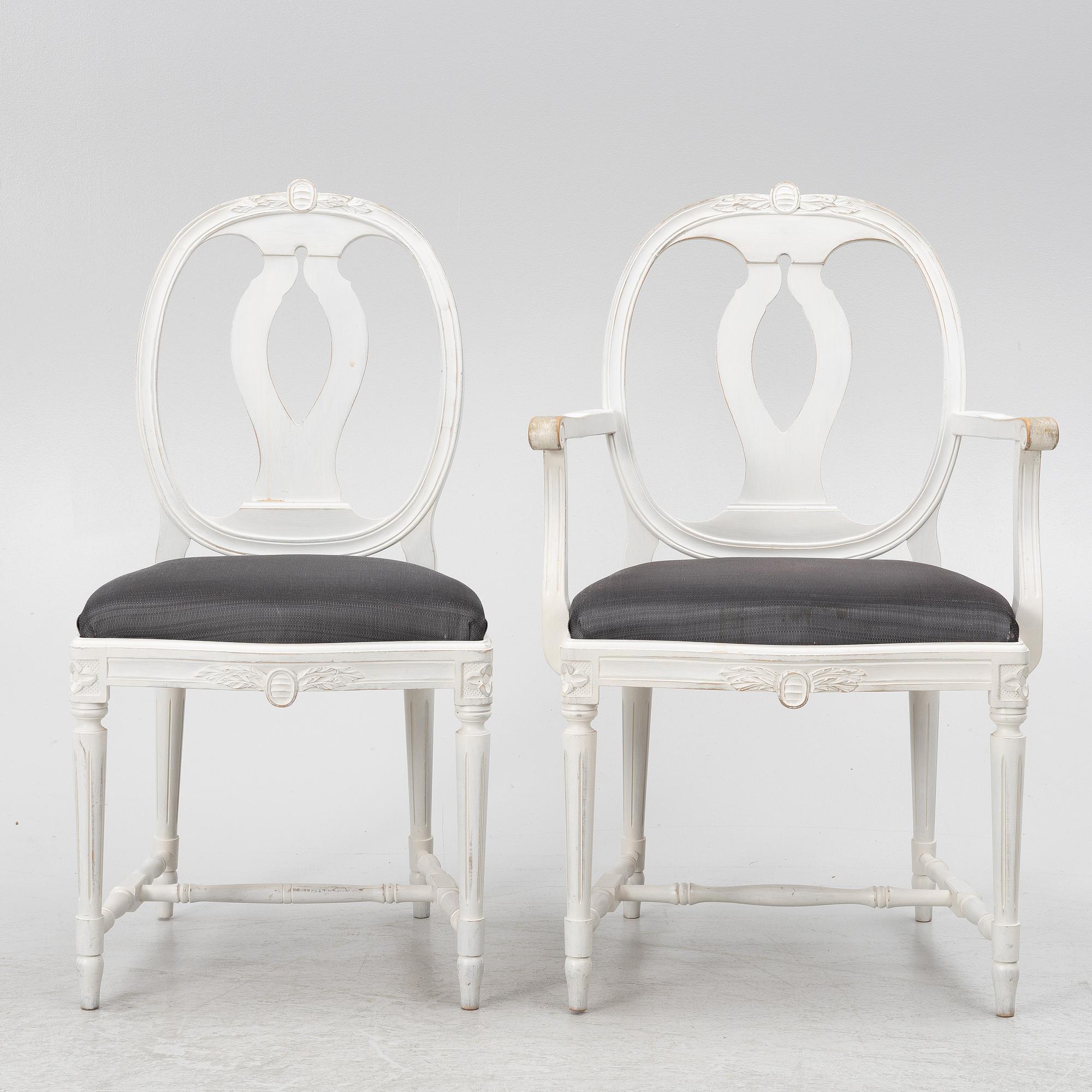 Matsalsgrupp, 13 delar, gustaviansk stil, 1900-talets andra hälft.