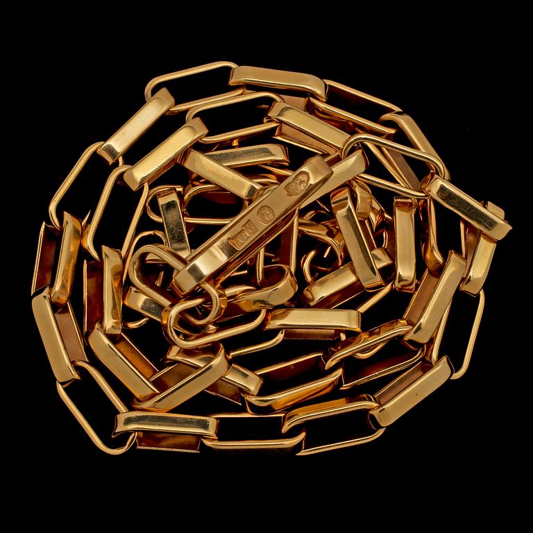 HALSBAND, 18k guld, Anders Högberg, Högberg & Co, Göteborg, 1967. Vikt 39 g.