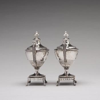 Johan Ekholm, sockerskålar, ett par, silver, Stockholm 1792. Gustavianska.