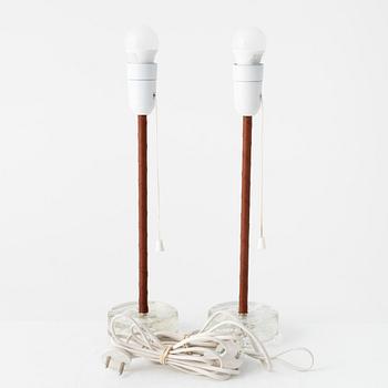 A pair of table lamps from Nybro, second half of the 20th Century.