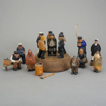 PARTI TRÄSKULPTURER, 15 st (9+6), trä, bl.a Bengt Råsten, 1900-tal.