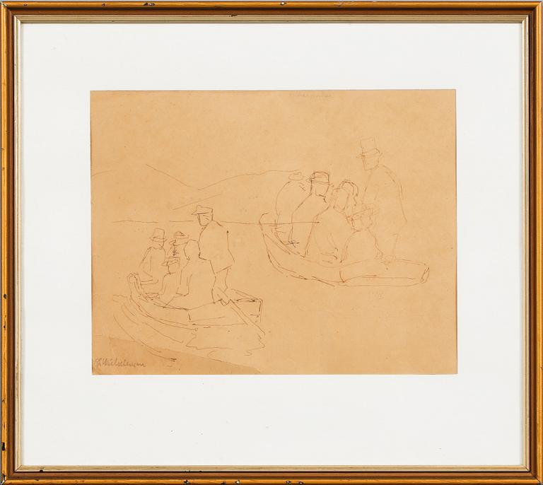 CARL WILHELMSON, tuschteckning, signerad.