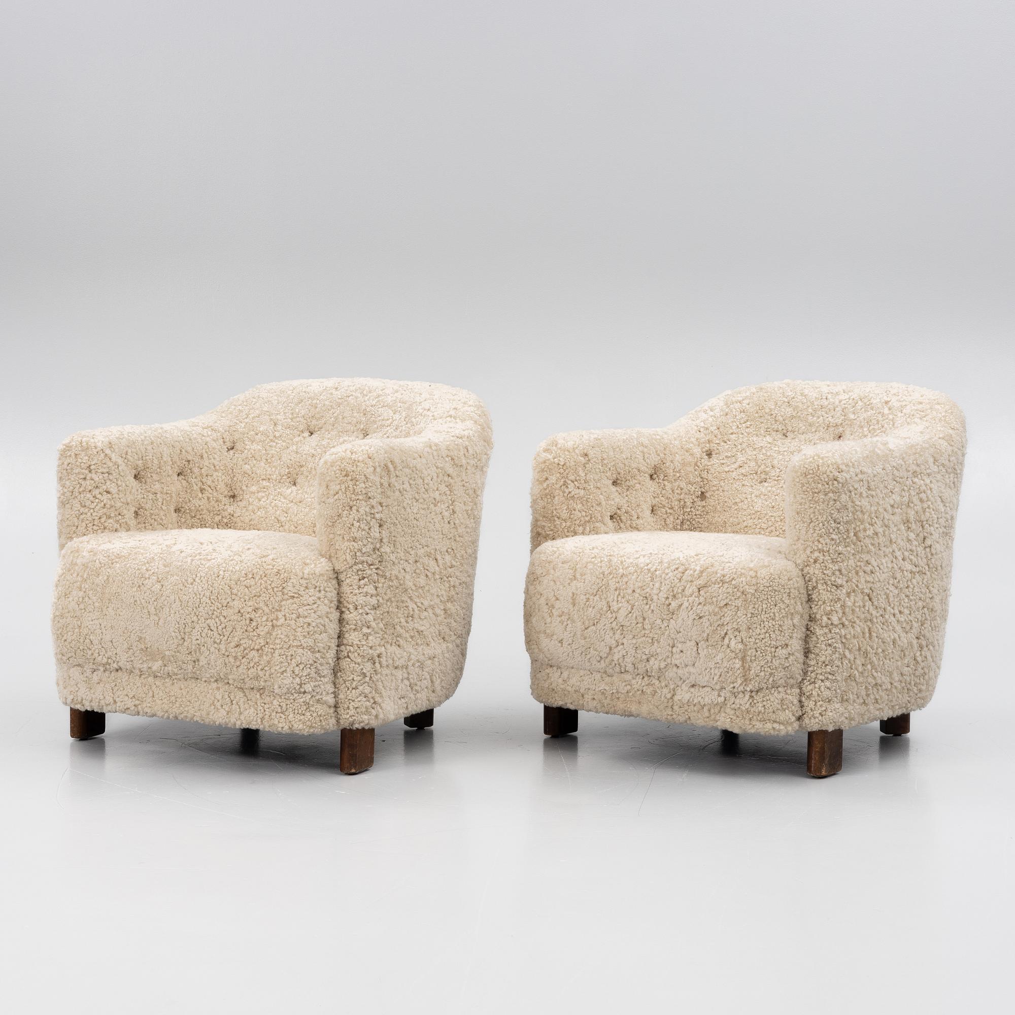 Fåtöljer, ett par, "Continent", modell 217, Asko, Finland, 1930/40-tal.