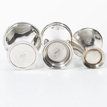 Three silver beakers, including CG Hallberg, Stockholm, 1927.
