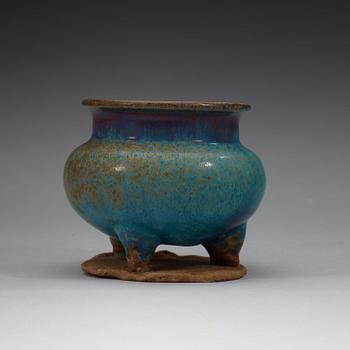 A Chün glazed tripod censer, Song dynasty (960-1279).