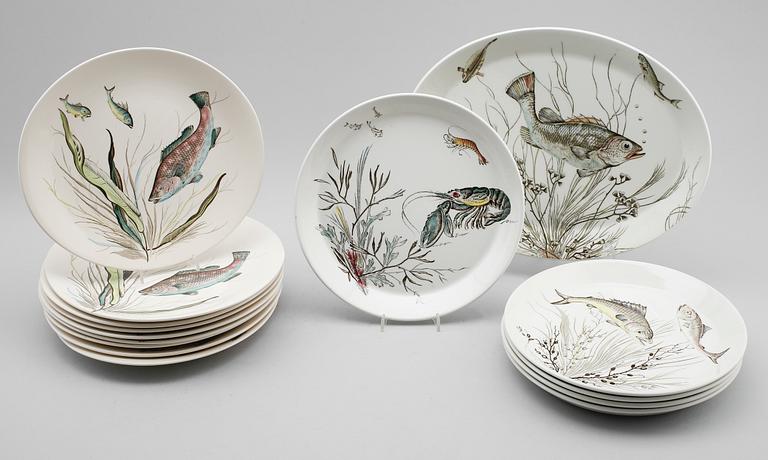 FISKSERVIS, 15 delar, porslin, "Fish", Johnson Bros, England.