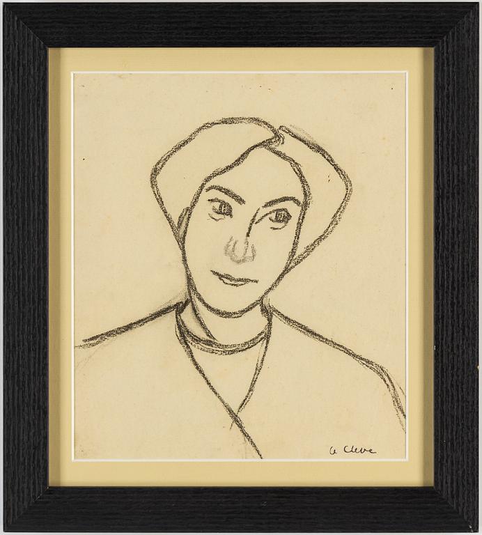 AGNES CLEVE, crayon on paper. Signed with stamp A Cleve.